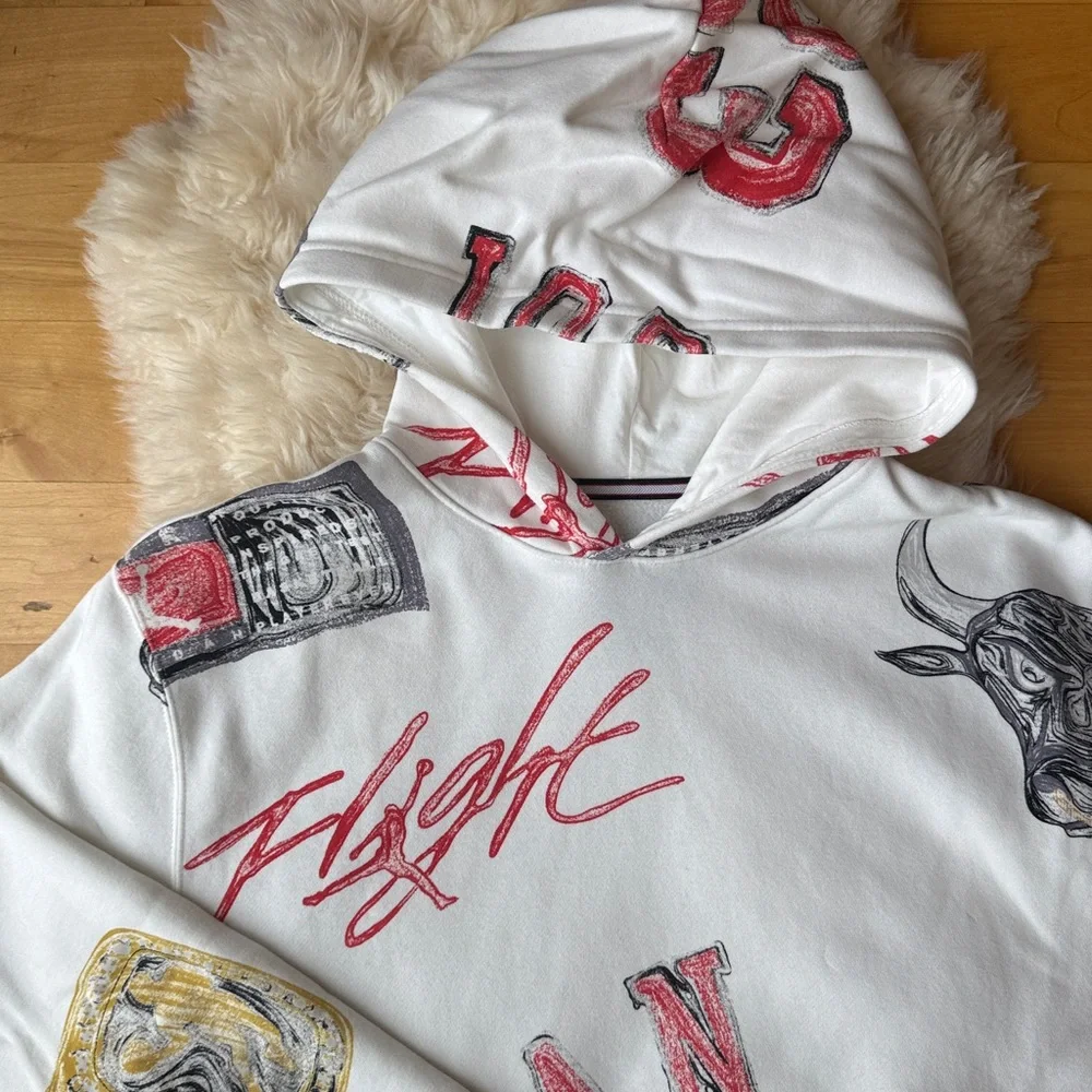 Jordan White Hoodie with Red Logo, men’s small